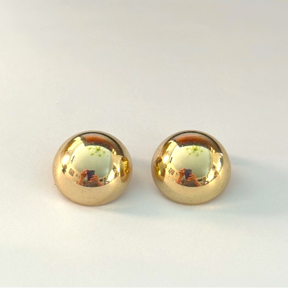 Whiting & Davis Gold Dome Earrings Vintage Clip On 3/4”